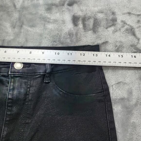 Zara Jeans Womens 6 Black High Rise Skinny Raw Ripped Busted Knee Stretch Denim - Picture 9 of 13
